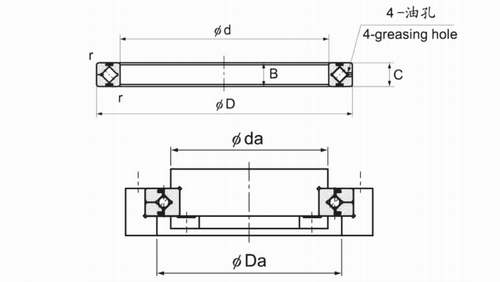 RA-C系列交叉滚子轴承结构图 RA-C系列交叉滚子轴承结构图