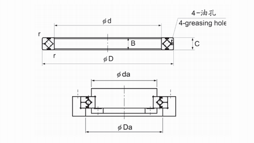 RA系列交叉滚子轴承结构图 RA系列交叉滚子轴承结构图